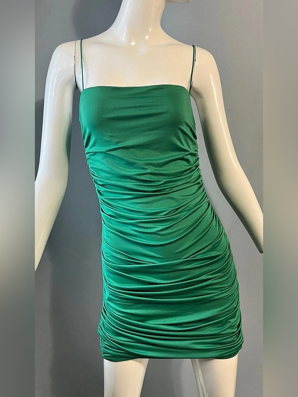 NWT Streetwear Society Emerald Green Ruched Bodycon Mini Dress Size M